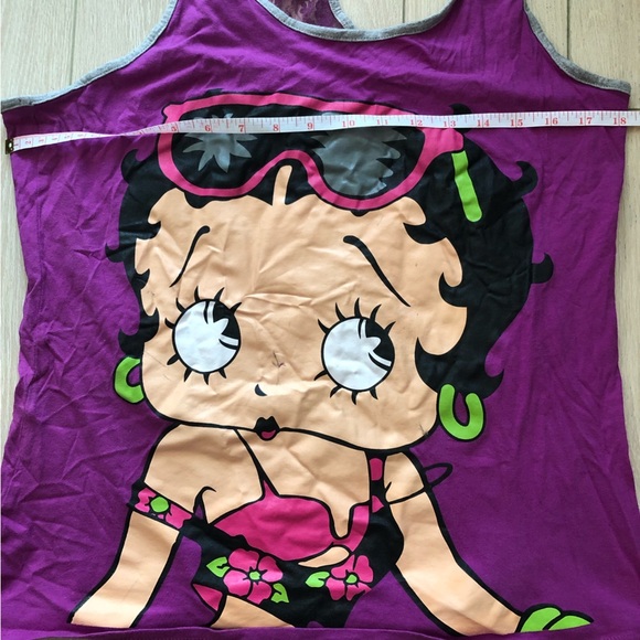 Betty Boop Purple Lace Detail Tank Top - Picture 7 of 8